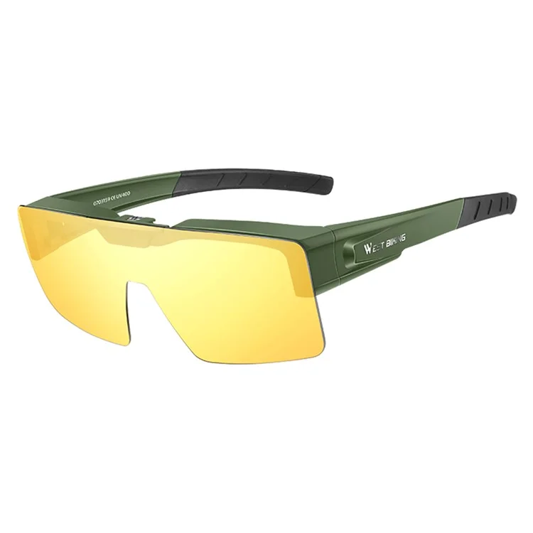 WEST BIKING YP0703159 Night Vision Lens Flip Up Glasses Night Cycling Driving Goggles - Army Green