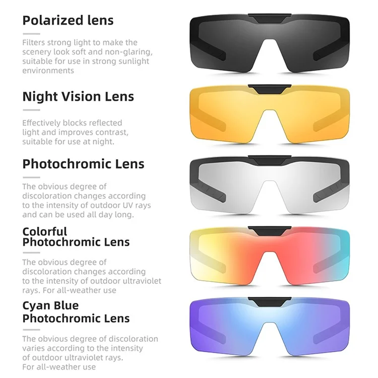 WEST BIKING YP0703160 Photochromic Lens Flip Up Glasses Outdoor Cycling Driving Sunglasses - Black