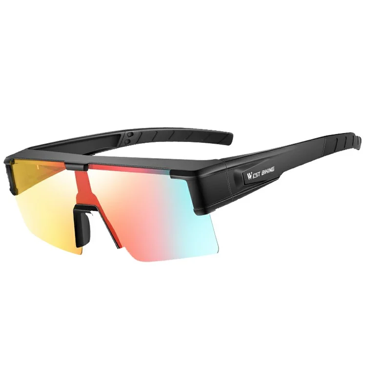 WEST BIKING YP0703150 Polarized Sports Sunglasses for Men Women Cycling Sunglasses with PC Frame - Black