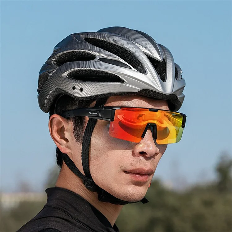 WEST BIKING YP0703150 Polarized Sports Sunglasses for Men Women Cycling Sunglasses with PC Frame - Black