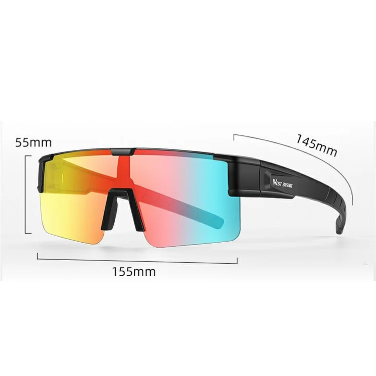 WEST BIKING YP0703150 Polarized Sports Sunglasses for Men Women Cycling Sunglasses with PC Frame - Black