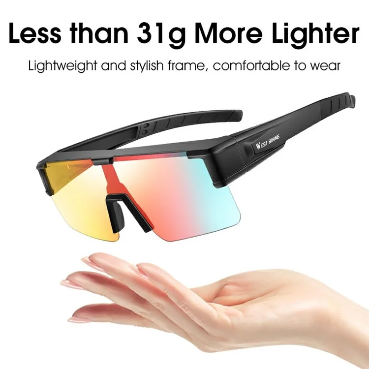 WEST BIKING YP0703150 Polarized Sports Sunglasses for Men Women Cycling Sunglasses with PC Frame - Black