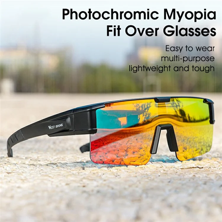 WEST BIKING YP0703150 Polarized Sports Sunglasses for Men Women Cycling Sunglasses with PC Frame - Black