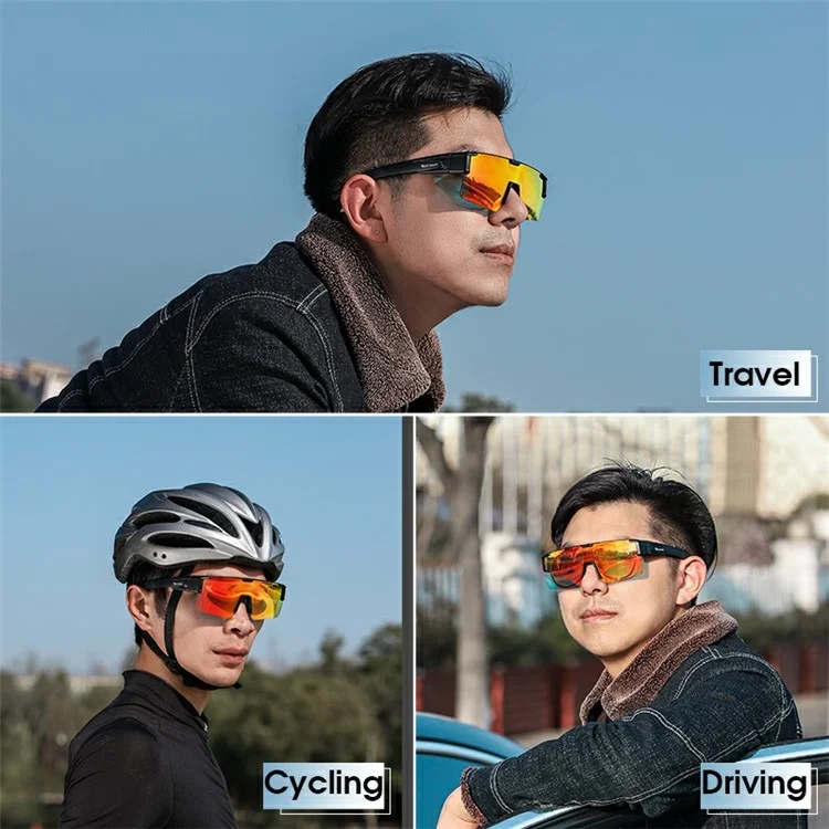WEST BIKING YP0703150 Polarized Sports Sunglasses for Men Women Cycling Sunglasses with PC Frame - Black