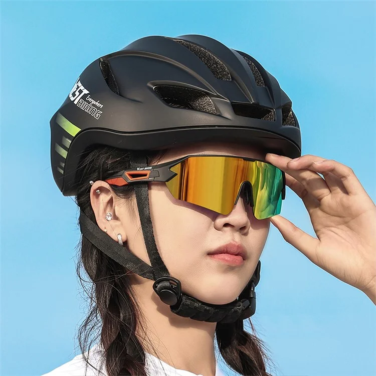 WEST BIKING Цветная покрытие Линза Велоспорт Бег Очки Мужчины Женщины Открытый Солнцезащитные очки - Черный+Белый