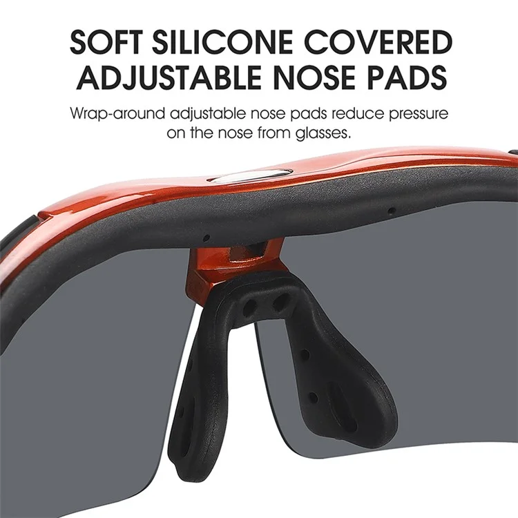 WEST BIKING YP0703142 Óculos de Sol Esportivos Polarizados para Ciclismo e Mountain Bike com 5 Lentes - Preto+Vermelho