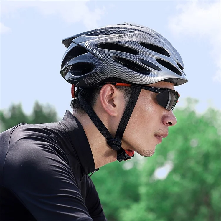 WEST BIKING YP0703142 Óculos de Sol Esportivos Polarizados para Ciclismo e Mountain Bike com 5 Lentes - Preto+Vermelho