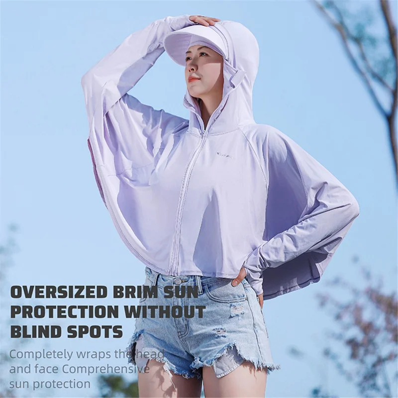 WEST BIKING YP0202331 Women's Ice Silk Hooded Jacket Sun Protection Long Sleeves Clothing - L-XL / Purple