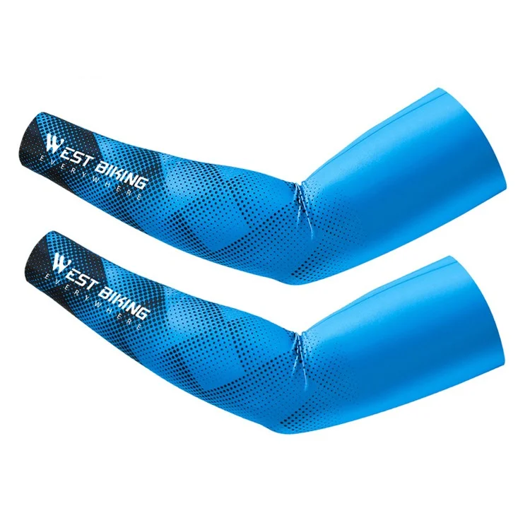 WEST BIKING YP0212124 1 Pair Men Ice Silk Cycling Travel Sleeves Summer Sunscreen UV Protection Sleeves - Blue