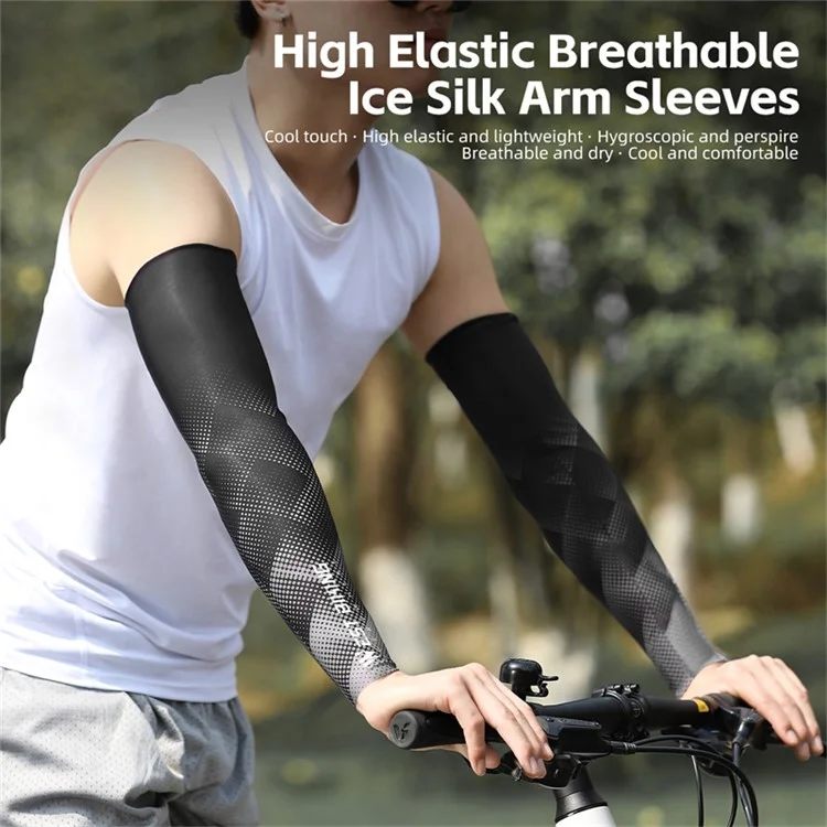 WEST BIKING YP0212124 1 Pair Men Ice Silk Cycling Travel Sleeves Summer Sunscreen UV Protection Sleeves - Blue