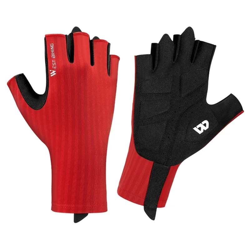 WEST BIKING YP0211247 1 Paio di Guanti da Ciclismo Unisex Anti-Scivolo Traspiranti con Mezze Dita - Rosso L