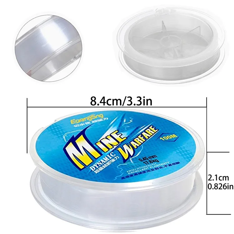 EOONGSNG Mine 100m Nylon Fishing Line Tear-Resistant Fresh Water Sea Water Fishing Wire - Size 3.5