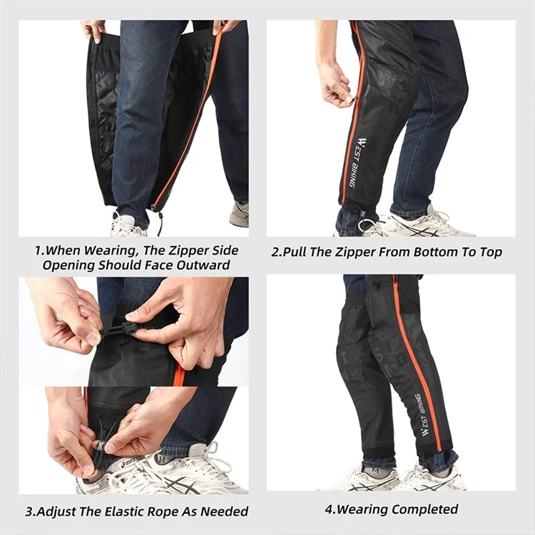 WEST BIKING YP0213078 Outdoor Cycling Reflective Leg Sleeves with Impact Resistant Knee Pad - S