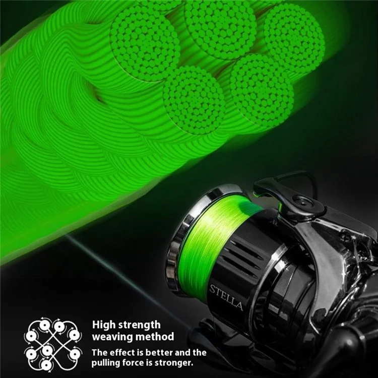 100m Length 8 Strands Braided Fishing Line Green Super Strong PE Smooth Touch Fishing Line - 0.4