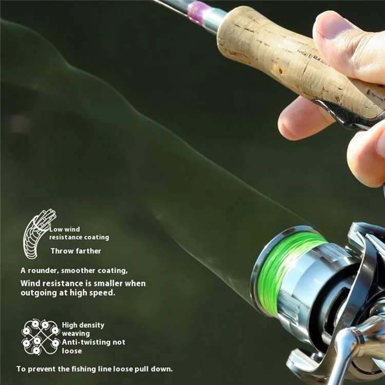 100m Length 8 Strands Braided Fishing Line Green Super Strong PE Smooth Touch Fishing Line - 0.4