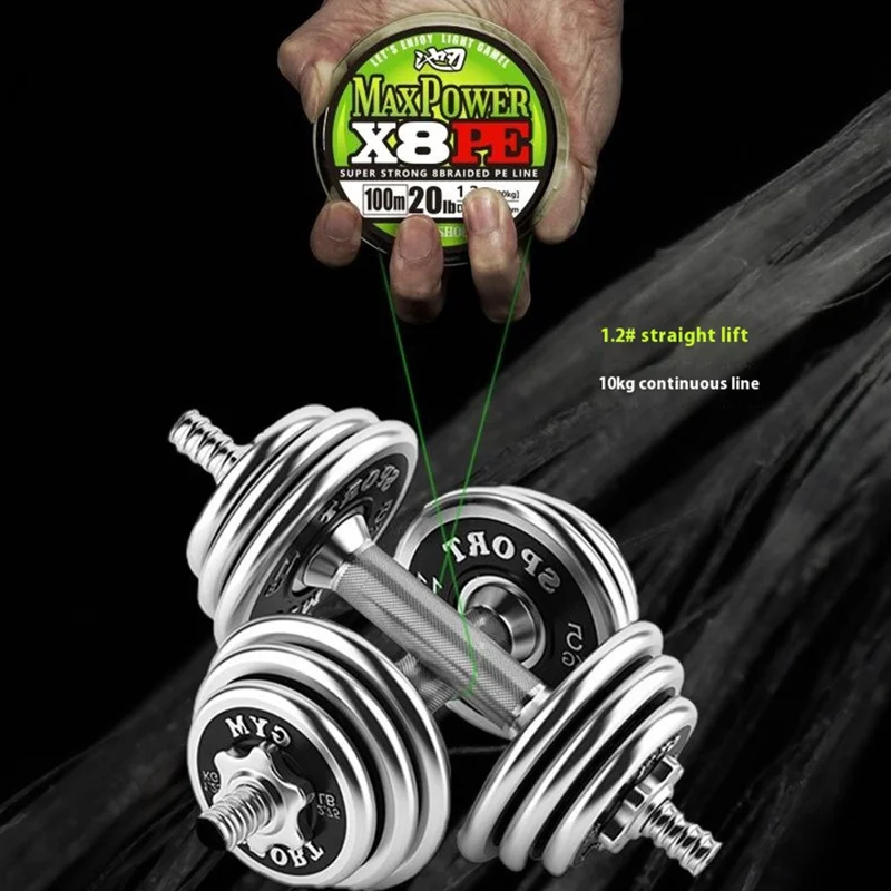 100m Length 8 Strands Fishing Line Green Abrasion Resistant PE Braided Fishing Wire - 1.2