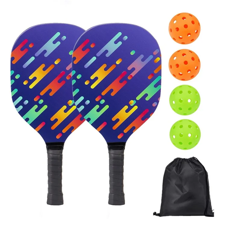 Portable Wooden Pickleball Paddle Set for Beginners with 2 Rackets + 4 Balls + Carry Bag - MP109