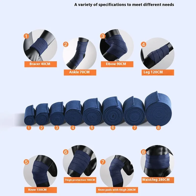 AB122 120cm Outdoor Sports Calf Wrap Elastic Compression Strap Fixing Bandage Calf Guard - Blue