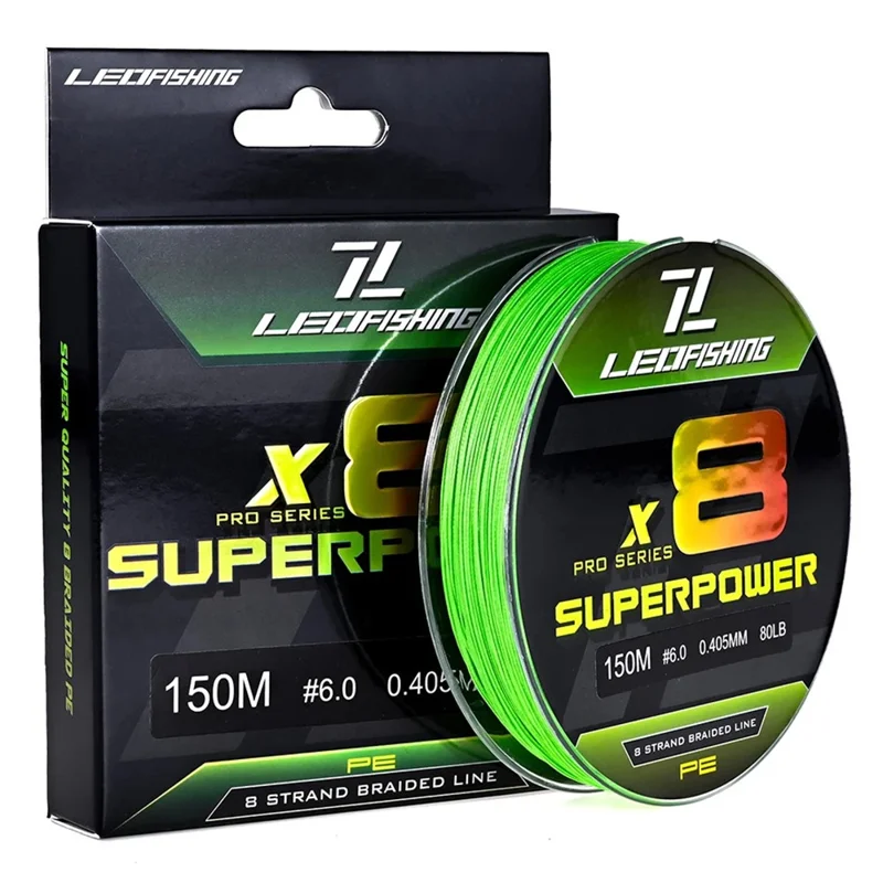 LEO 28193 150 m, 8-warstwowa pleciona żyłka wędkarska z polietylenu, gładkie rzucanie, wysoka wytrzymałość, drut wędkarski - 0,6