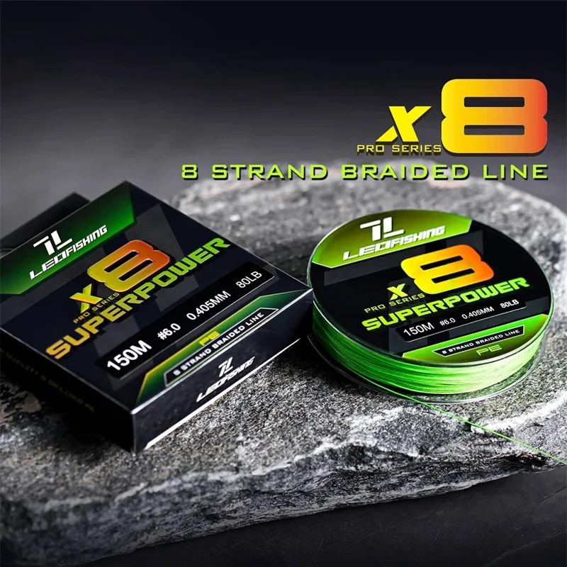 LEO 28193 150 m, 8-warstwowa pleciona żyłka wędkarska z polietylenu, gładkie rzucanie, wysoka wytrzymałość, drut wędkarski - 0,6