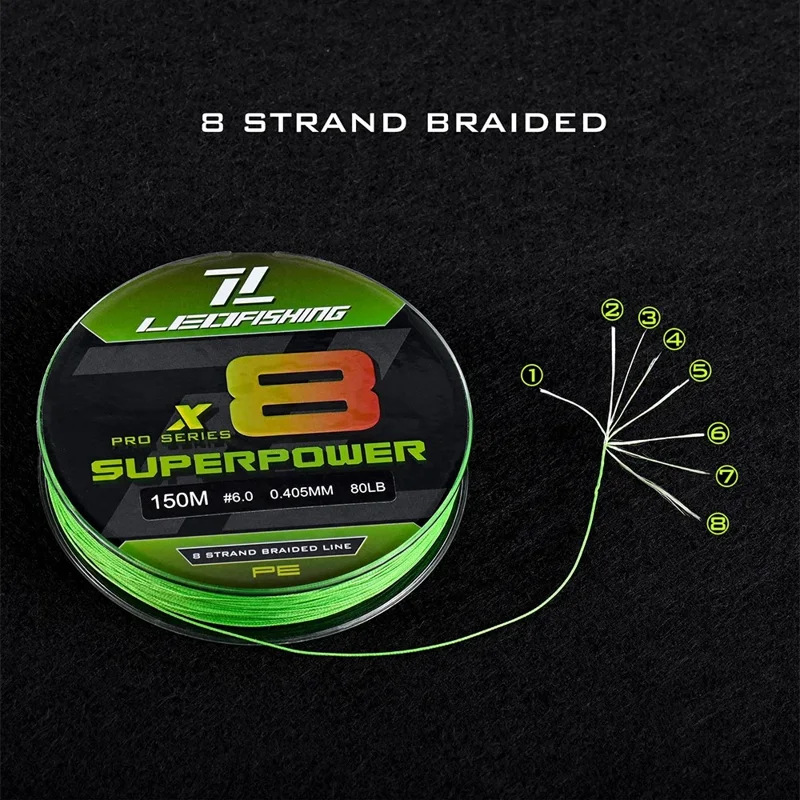 LEO 28193 150 m, 8-warstwowa pleciona żyłka wędkarska z polietylenu, gładkie rzucanie, wysoka wytrzymałość, drut wędkarski - 0,6