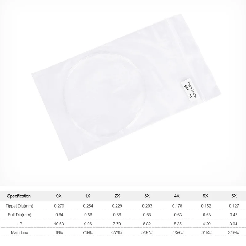 LEO 27965 9ft Taper Leader 0X - 6X Wysoka Wytrzymałość Fly Fishing Tonąca Przezroczysta Linka - 0X