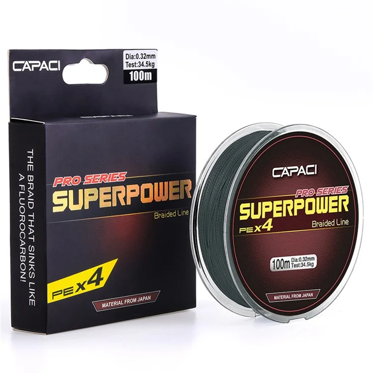 CAPACI 28016 100m 4 Strand Braided PE Fishing Line for Saltwater Freshwater, Blackish Green - Style 0.4  /  0.1mm