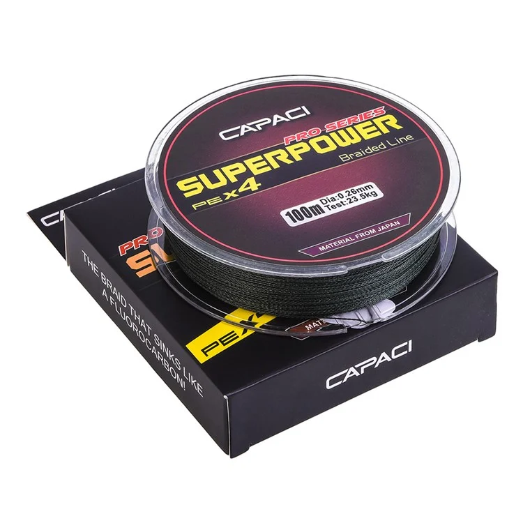 CAPACI 28016 100m 4 Strand Braided PE Fishing Line for Saltwater Freshwater, Blackish Green - Style 0.4  /  0.1mm