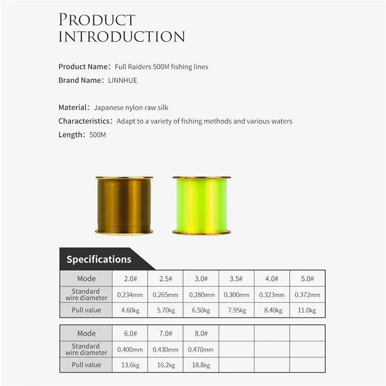 500 m abrasion-resistant fishing line with long range, nylon thread - Coffee 1.0#