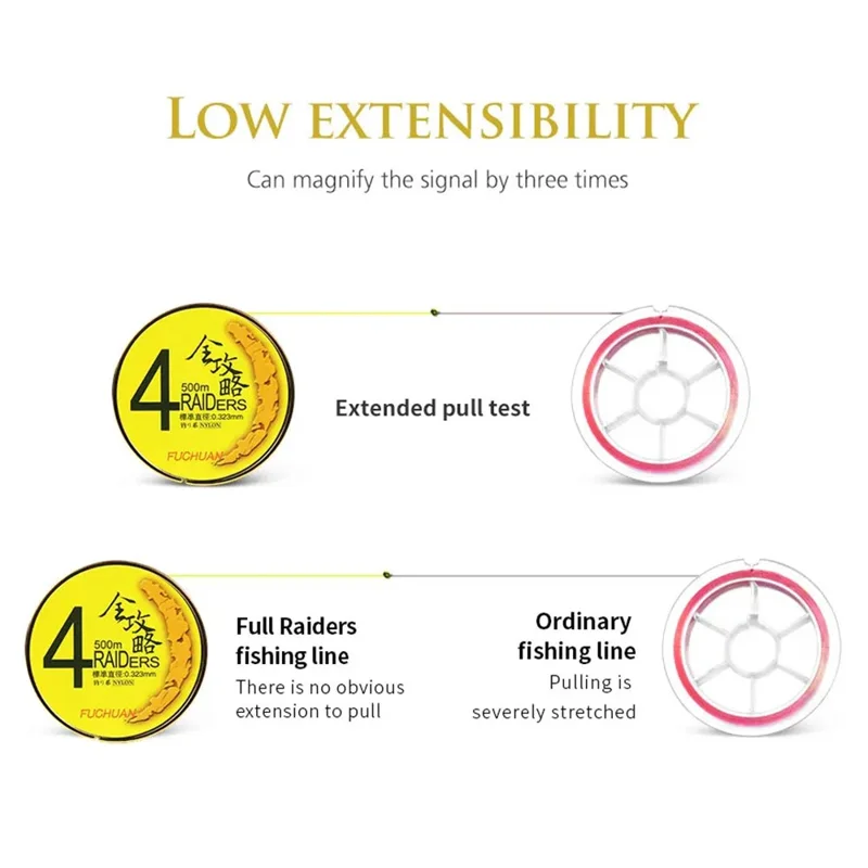 500 m Abrasion Resistant and Long Range Nylon Fishing Line - Yellow 2.5#