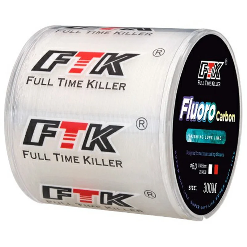 FTK 300m White Fluorocarbon Fishing Line Spool High Strength Monofilament Fish Line - Size 7.0