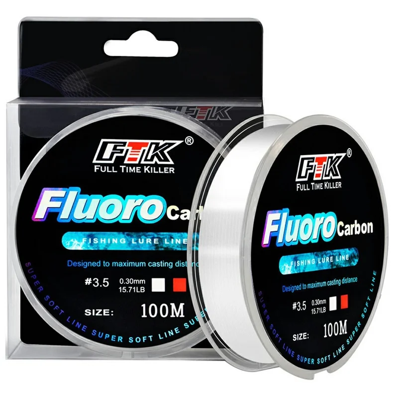 FTK 300m White Fluorocarbon Fishing Line Spool High Strength Monofilament Fish Line - Size 7.0