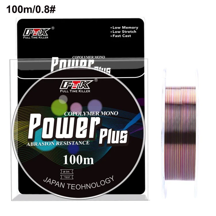 Linha de pesca principal FTK 100m de nylon invisível, resistente à abrasão, para pesca no mar - Tamanho 0.8