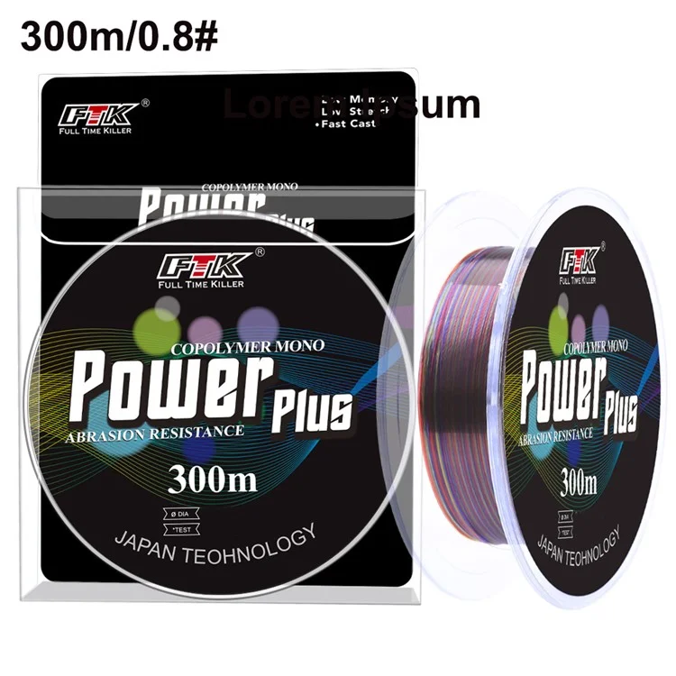 Linha de pesca principal FTK 300m de nylon invisível resistente à abrasão para pesca no mar - Tamanho 0.8