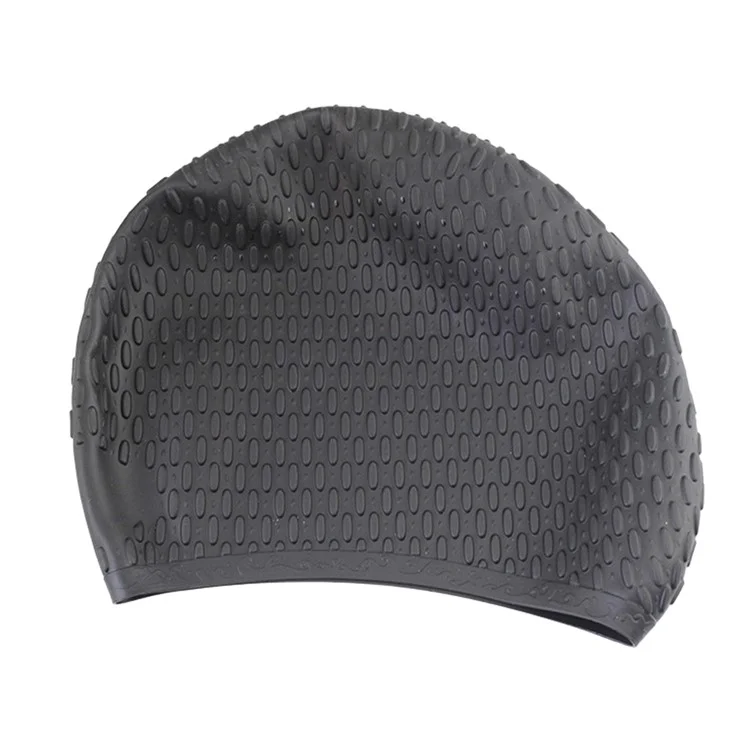 SOB-L4 Elastico Elastico Adgrace Cap da Nuoto Impermeabile da Bagno Donne Non Slittamento a Colori Solido Per Capelli Lunghi - Nero