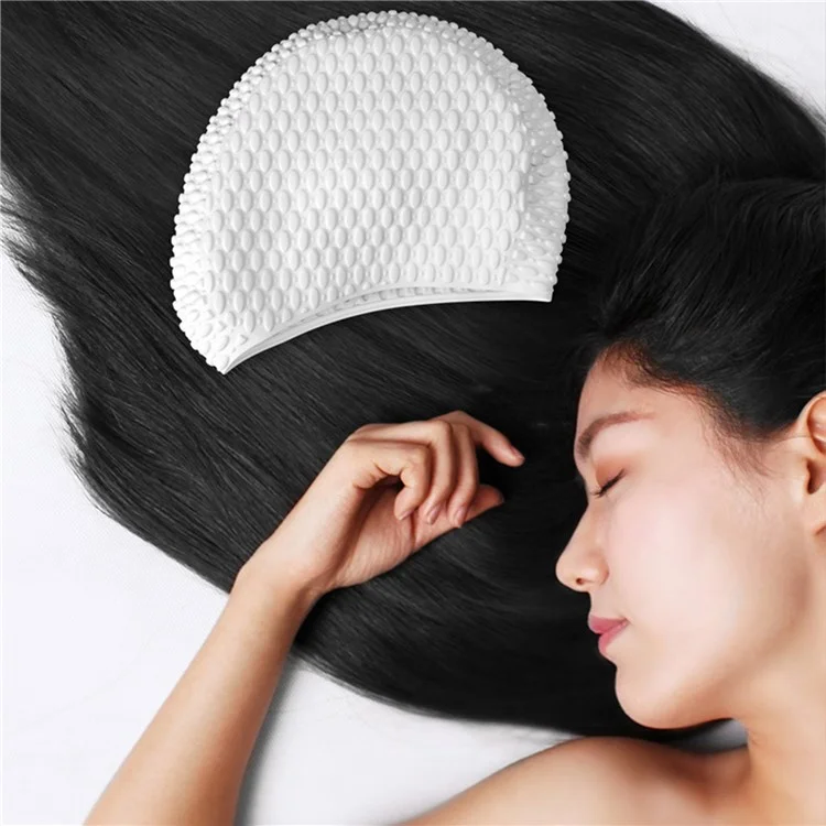 SOB-L4 Adult Elastic Silicone Waterproof Swim Cap Men Women Non-slip Solid Color Swimcap for Long Hair - Black