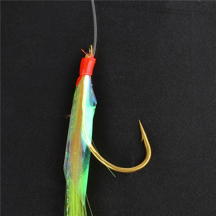 FISHKING Sabiki-Vorfächer mit leuchtenden Perlen, Federn und Fischhauthaken aus Hochkohlenstoffstahl - Größe 9