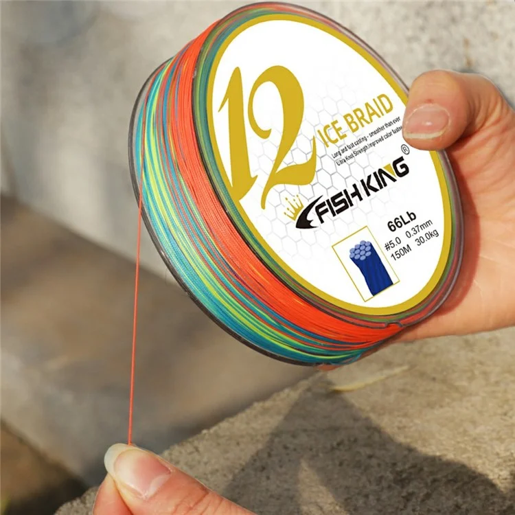FISHKING Linha de pesca trançada de 100 m, 12 fios, de alta resistência e anti-mordida - Multicor / Tamanho 0,8