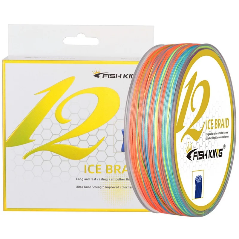 FISHKING 100m 12 Strands Braided Fishing Line High Strength Anti-Bite Fishing PE Line - Multicolor / Size 8.0