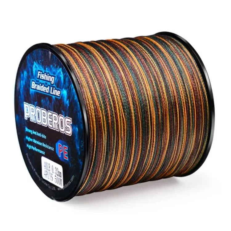 PROBEROS 500м 4-прядный PE плетеный рыболовный шнур высокой прочности - Камуфляжный зеленый 0,6 / 10ЛБ