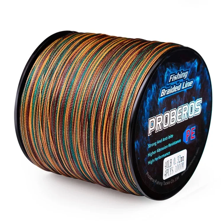 PROBEROS 500м 4-прядный PE плетеный рыболовный шнур высокой прочности - Камуфляжный зеленый 0,6 / 10ЛБ