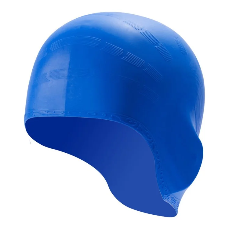 Bonnet de Natation Protection Auditive en Silicone Imperméable Couleur Unie pour Adultes - Bleu