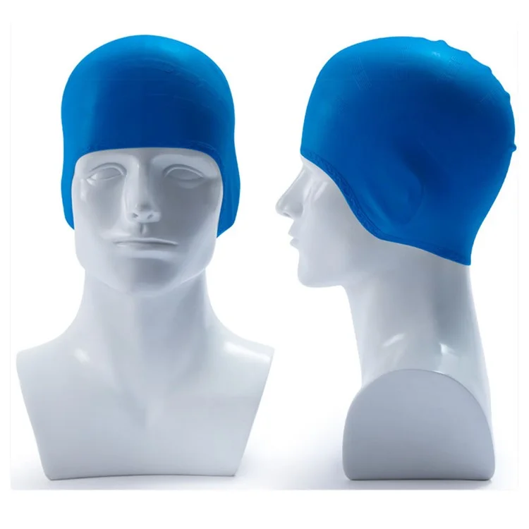Bonnet de Natation Protection Auditive en Silicone Imperméable Couleur Unie pour Adultes - Bleu