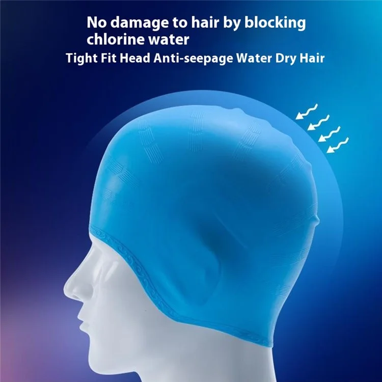 Bonnet de Natation Protection Auditive en Silicone Imperméable Couleur Unie pour Adultes - Bleu