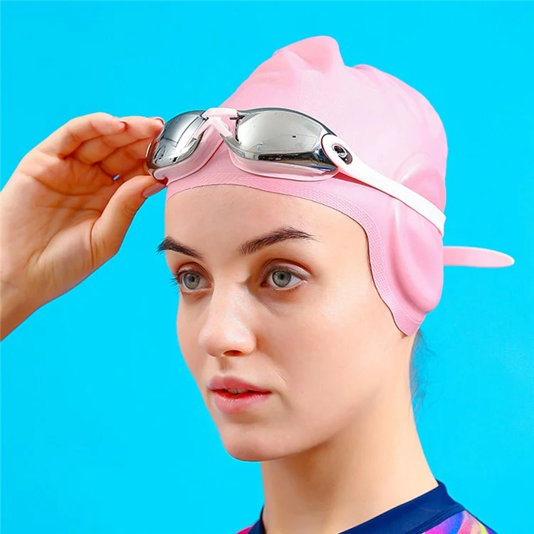 WAVE SC-4617 Casquette de natation en silicone de couleur unie Protecteur d'oreilles professionnel pour hommes et femmes - Blanc