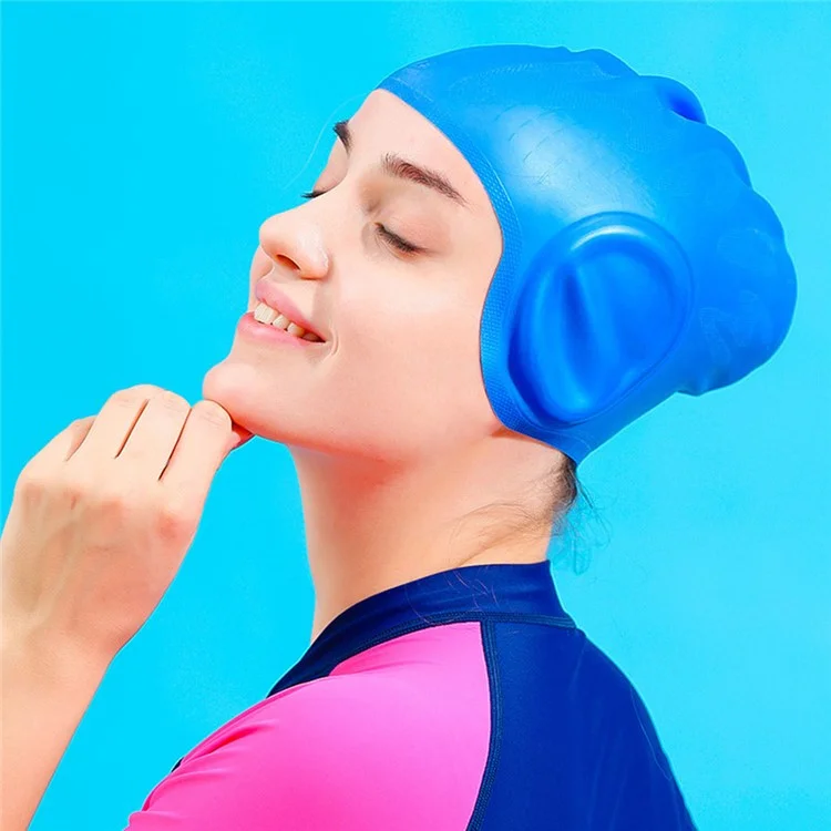 WAVE SC-4617 Casquette de natation en silicone de couleur unie Protecteur d'oreilles professionnel pour hommes et femmes - Blanc