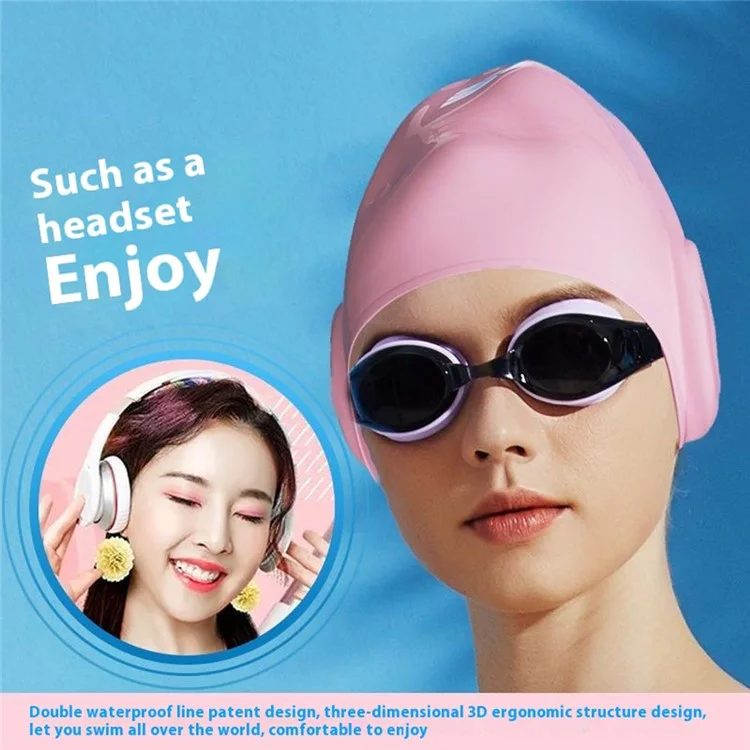 WAVE SC-4617 Casquette de natation en silicone de couleur unie Protecteur d'oreilles professionnel pour hommes et femmes - Blanc