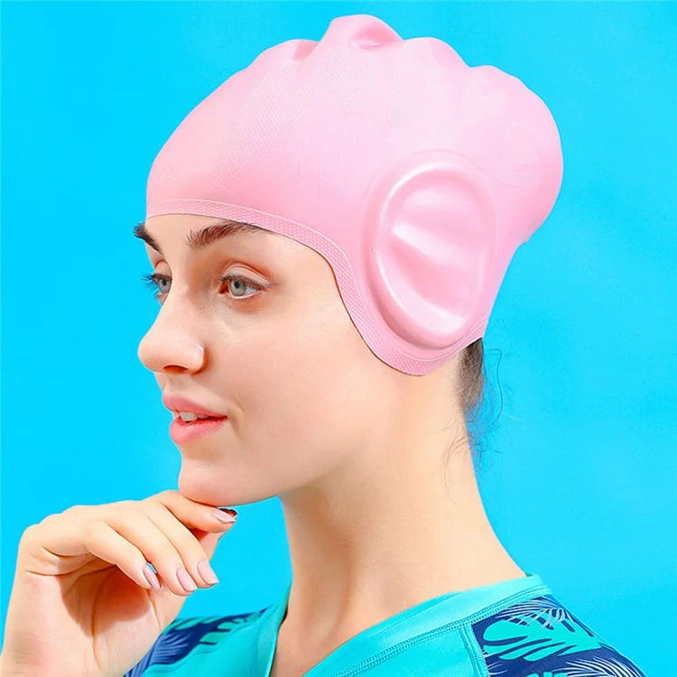 WAVE SC-4617 Casquette de natation en silicone de couleur unie Protecteur d'oreilles professionnel pour hommes et femmes - Blanc