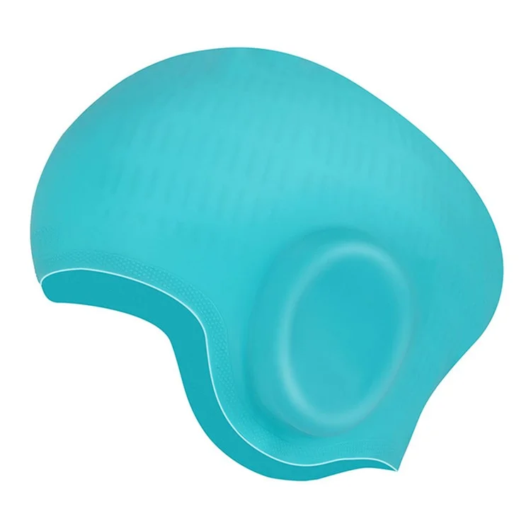 WAVE SC-4617 Bonnet de Natation Professionnel pour Adultes Protection des Oreilles Bonnet en Silicone pour Cheveux Longs - Bleu