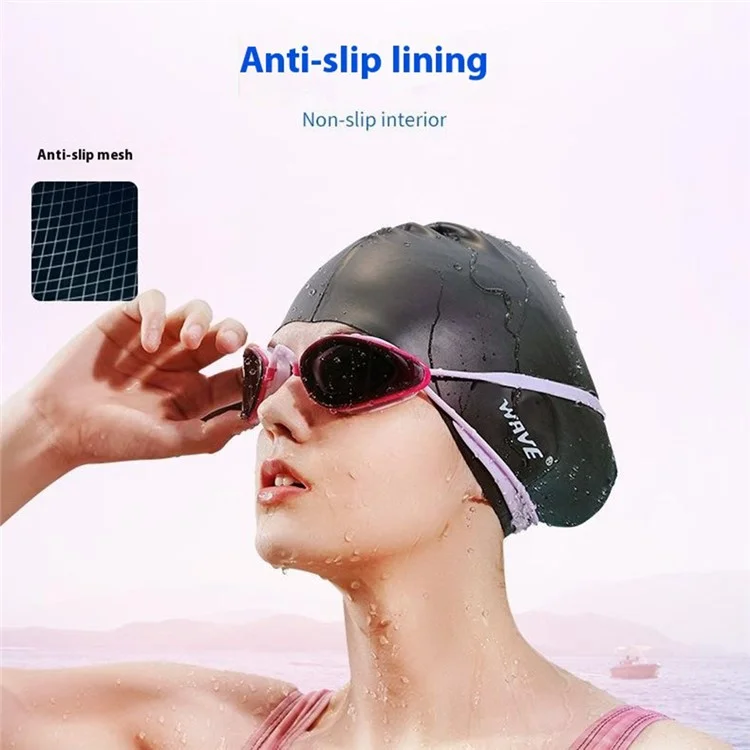WAVE SC-4614 Bonnet de bain en silicone pour hommes et femmes avec protection des oreilles pour la piscine et la plage - Violet